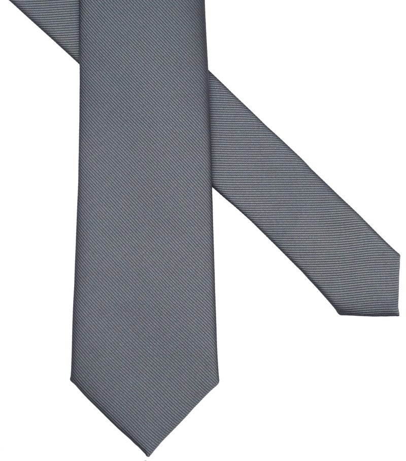 ZENXUS Solid Skinny Ties for Men, 2.5 inch Slim Dark Gray Necktie - Image 4
